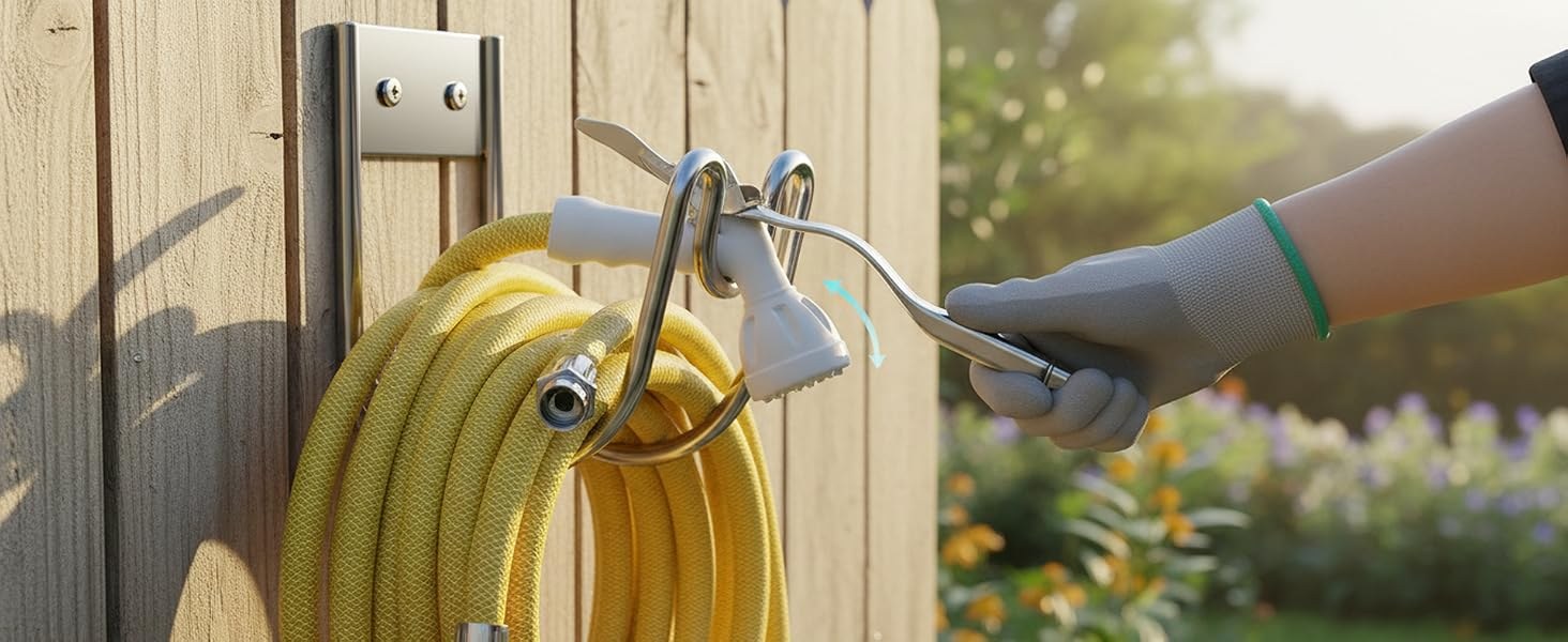 AQGYSYY Garden Hose Holders in a backyard setting
